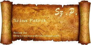 Szina Patrik névjegykártya
