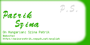 patrik szina business card